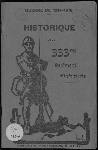 Historique du 333ème régiment d'infanterie