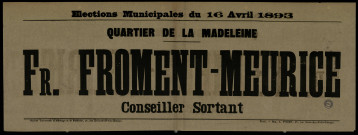 Élections municipales Quartier de la Madeleine : Fr. Froment-Meurice