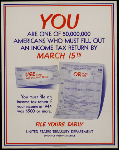 You are one 50,000,000 Americans who must fill out an income tax return by March 15th