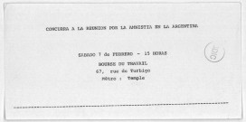 Colloque international sur "La politique de disparition forcée de personnes", Paris, 1981. Sous-Titre : Fonds Argentine
