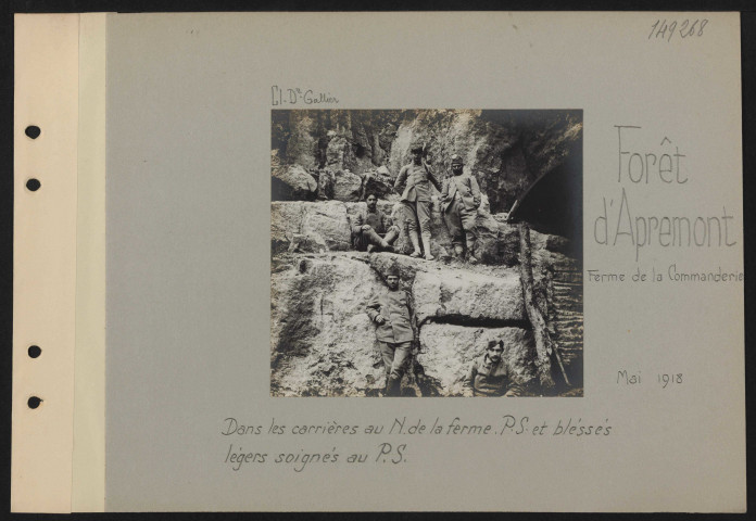 Forêt d'Apremont (Ferme de la Commanderie). Dans les carrières au nord de la ferme. PS et blessés légers soignés au PS