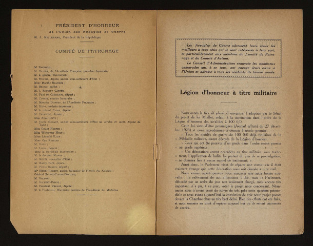 Année 1924 - Bulletin mensuel de l'Union des aveugles de guerre et journal des soldats blessés aux yeux