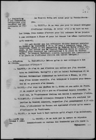 Réunion du mercredi 9 juillet 1919 à 15h30. Sous-Titre : Conférences de la paix