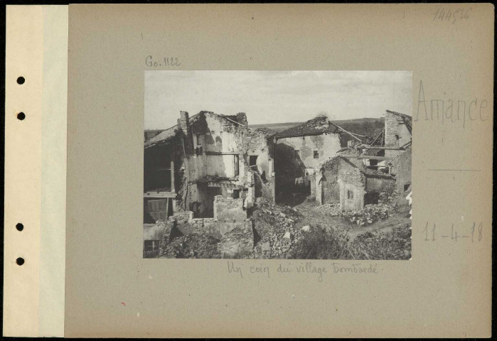 Amance. Un coin du village bombardé