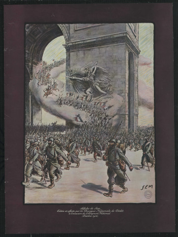 Affiche de Sem éditée et offerte par la Banque nationale de crédit à l'occasion du 2e emprunt national (octobre 1916)