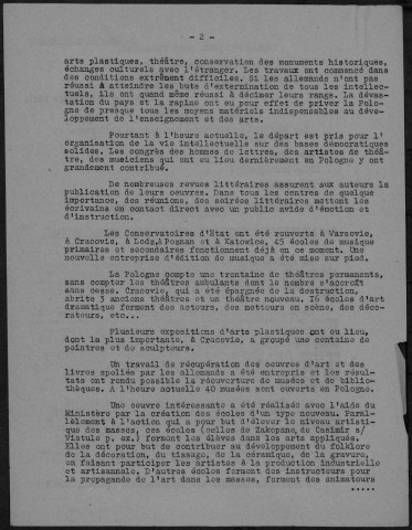 Bulletin culturel (1945 : n° 1)  Autre titre : Supplément du Bulletin du Bureau d'Informations Polonaises