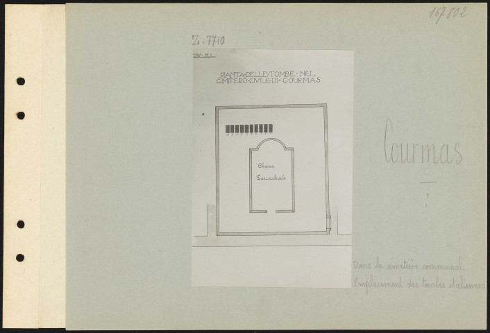 Courmas. Dans le cimetière communal. Emplacement des tombes italiennes