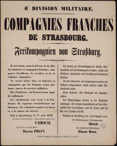 Compagnies franches de Strasbourg = Freicompagnien von Strasbourg