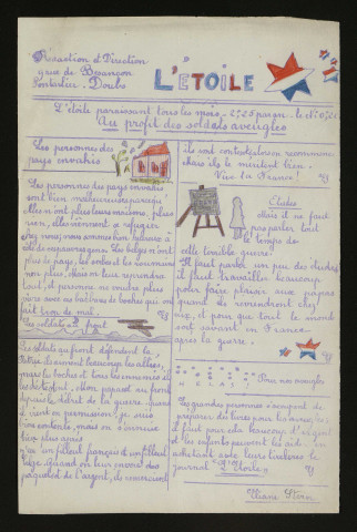 L'étoile, Journal fondé au profit des soldats aveugles