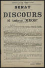 Sénat : extrait du procès-verbal de la séance du jeudi 10 août 1915. Discours prononcé par M. Antonin Dubost, président du Sénat