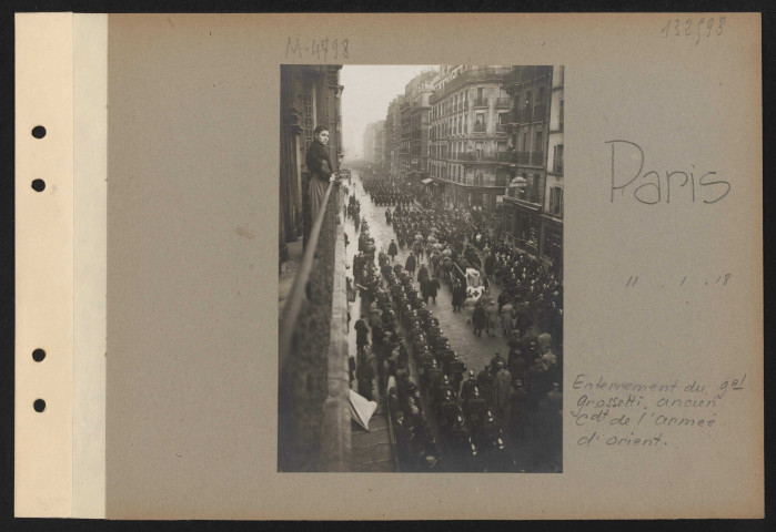 Paris. Enterrement du général Grossetti, ancien commandant de l'armée d'Orient