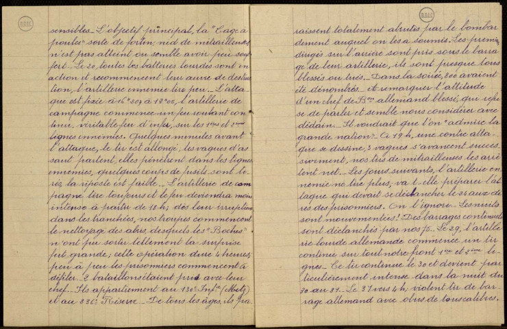 A.Blondeau, récit des opérations au Mont Haut, mai-juin 1917