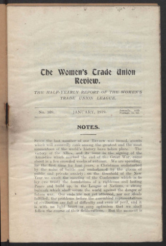 Année 1919. Women's Trade Union review