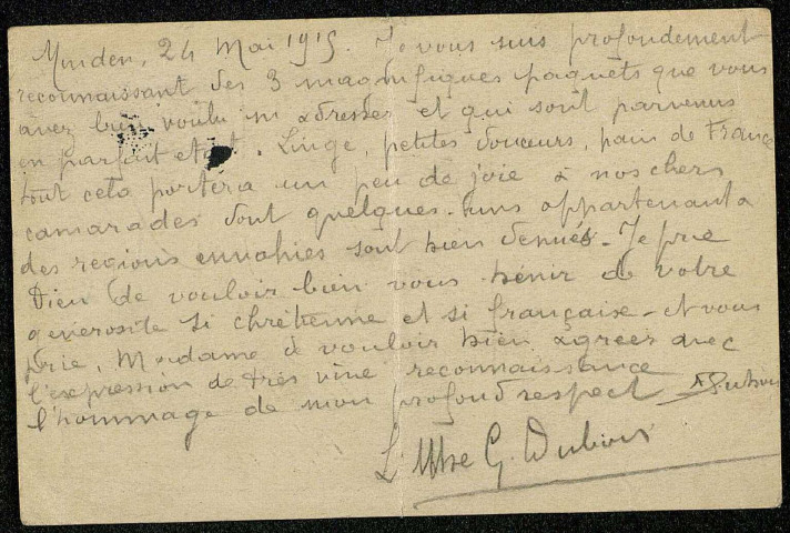 Lettres de l'Abbé Dubois, offertes par Mme Martin-Sabon.