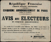 Avis aux électeurs du Cinquième arrondissement : scrutin de ballotage