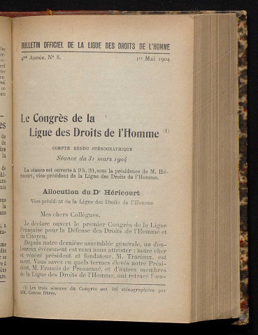 Mai 1904 - Bulletin officiel de la Ligue des Droits de l'Homme