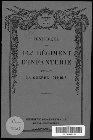 Historique du 162ème régiment d'infanterie