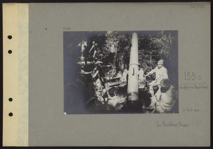 Le Reichberg (Vosges). 155 C sur affût-truck Peigné-Canet