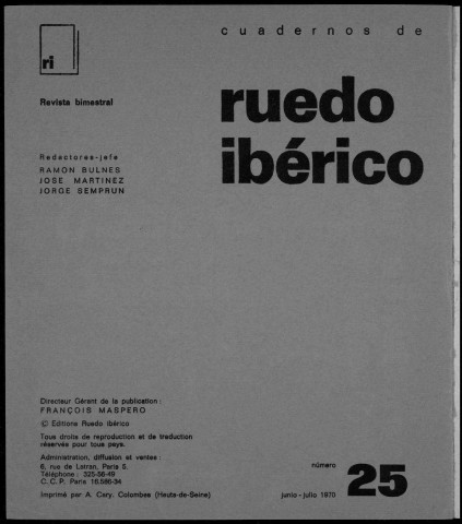 Cuadernos de Ruedo Ibérico (1970 : n° 25-26)