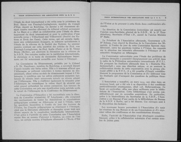 Union internationale des associations pour la Société des Nations. Sous-Titre : Rapports annuels des associations pour l'année 1933