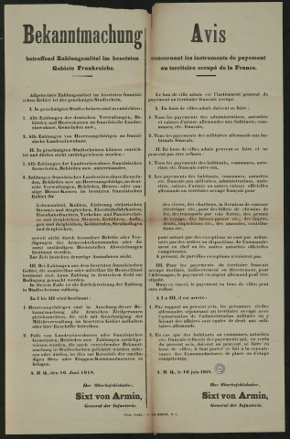 Zahlungsmittel im besetzten Gebiete Frankreichs = Les instruments de payement au territoire occupé de la France