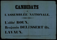 Candidats à l'Assemblée Nationale Roux Delessert Lavaux