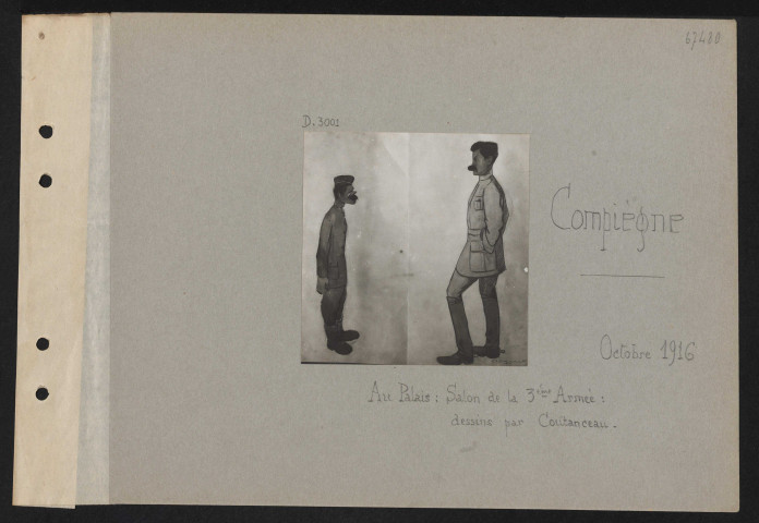 Compiègne. Au palais : Salon de la 3e armée : dessins par Coutanceau