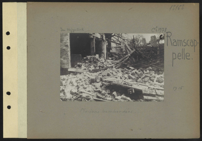 Ramscappelle. Maisons bombardées