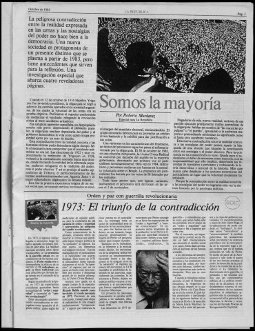 La República n° 25, 21 de octubre de 1985. Sous-Titre : Vocero de la democracia argentina en el exilio. Organo de la oficina internacional de exiliados del radicalismo argentino