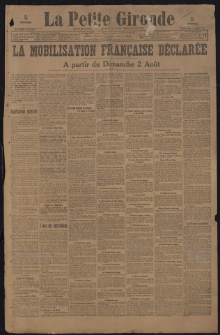 Août 1914 - La petite Gironde