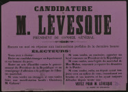 Candidature de M. Lévesque Président du Conseil Général