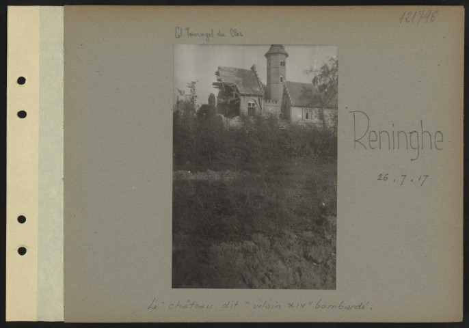 Reninghe. Maison bombardée. Château Vilain XIV