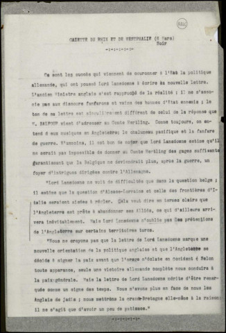 Correspondance. Textes de discours. Coupures de presse. 1917-1918Sous-Titre : Dossier Mantoux. Divers. 1915-1918