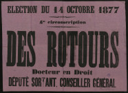 Élection du 14 octobre 1877 : Des Rotours Docteur en Droit