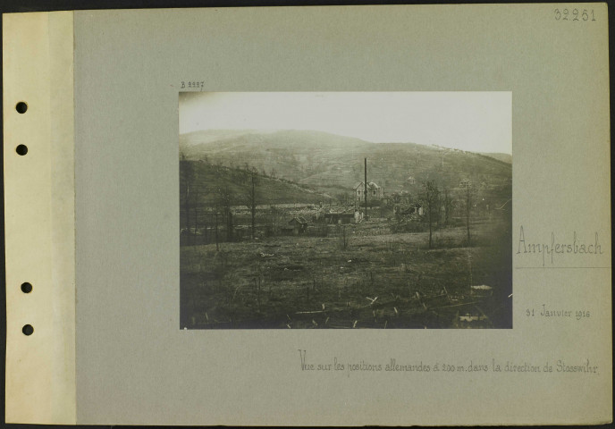 Ampfersbach. Vue sur les positions allemandes à 200 mètres dans la direction de Stosswihr