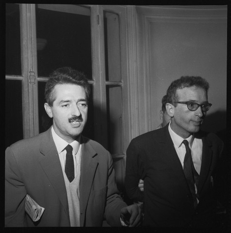Pierre Vidal-Naquet et Arnaud Spire en réunion. Conférence de presse de Jean Lecanuet