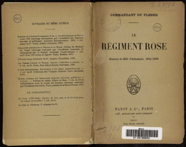 Historique du 265ème régiment d'infanterie