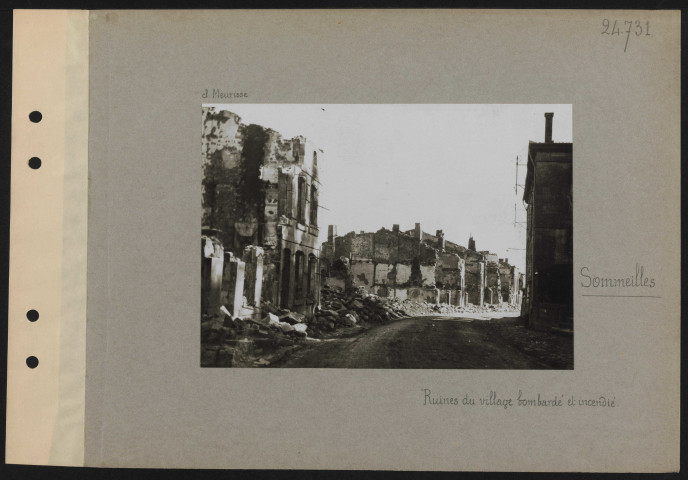 Sommeilles. Ruines du village bombardé et incendié