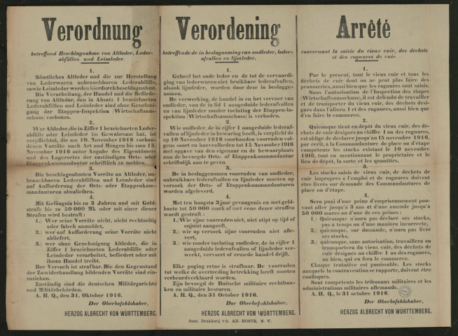 Beschlagnahme von Altleder, Lederabfällen und Leimleder = De in beslagneming van oudleder, lederafvallen en lijmleder = La saisie du vieux cuir, des déchets et des rognures de cuir