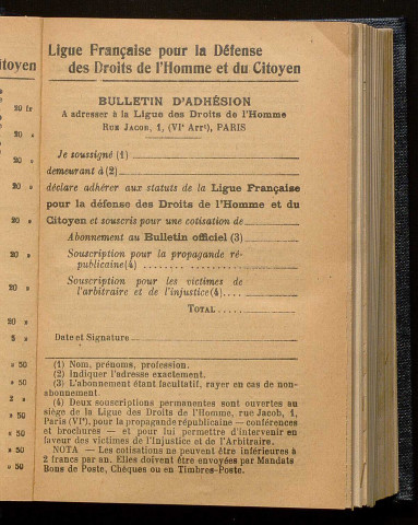 Janvier 1910 - Bulletin officiel de la Ligue des Droits de l'Homme