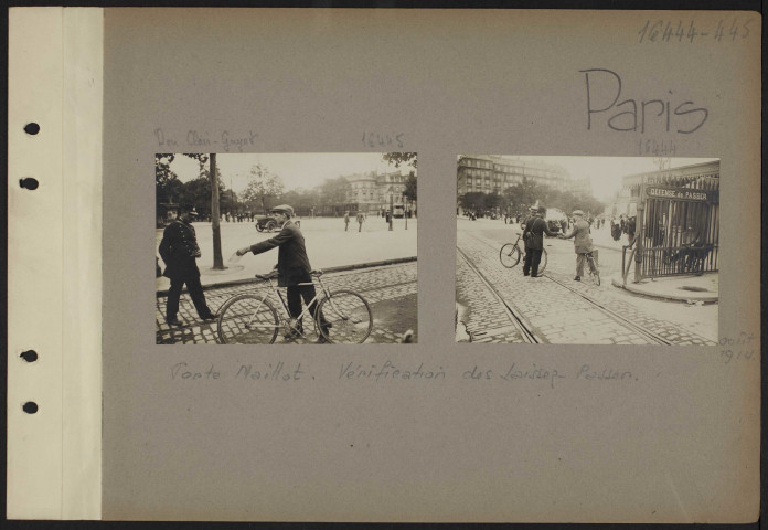 Paris. Porte Maillot. Vérification des laissez-passer