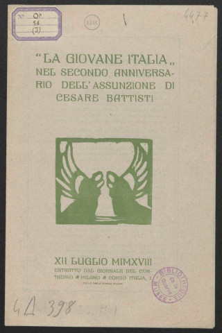 Guerre mondiale 1914-1918. Italie.Tracts de propagande patriotique. Régions irrédentes