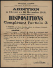 Addition à l'Arrêté du 16 Novembre 1916 : les restaurants, cafés, bars, les débits de boissons, & seront fermés chaque jour à 21h30