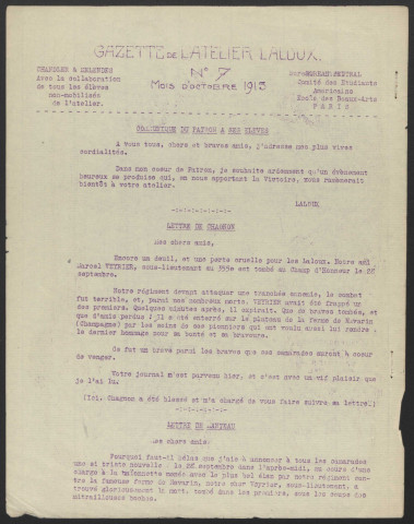 Gazette Laloux - Année 1915 fascicule 7-9