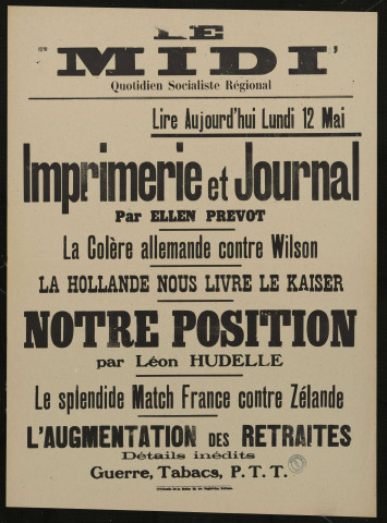 Le Midi. Lire aujourd'hui lundi 12 mai