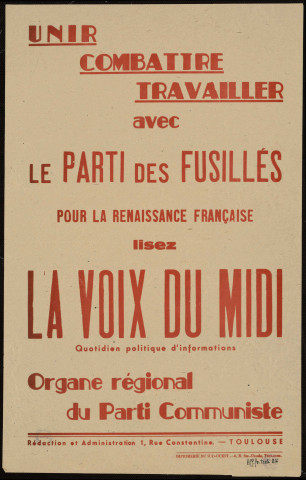 La Voix du Midi : unir combattre travailler