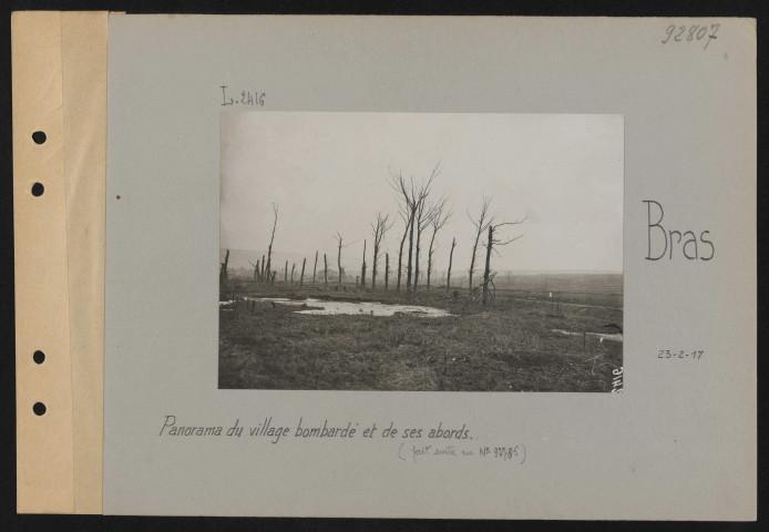 Bras. Panorama du village bombardé et ses abords (fait suite au n° 92785)