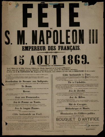 Fête de S. M. Napoléon III : Empereur des Français