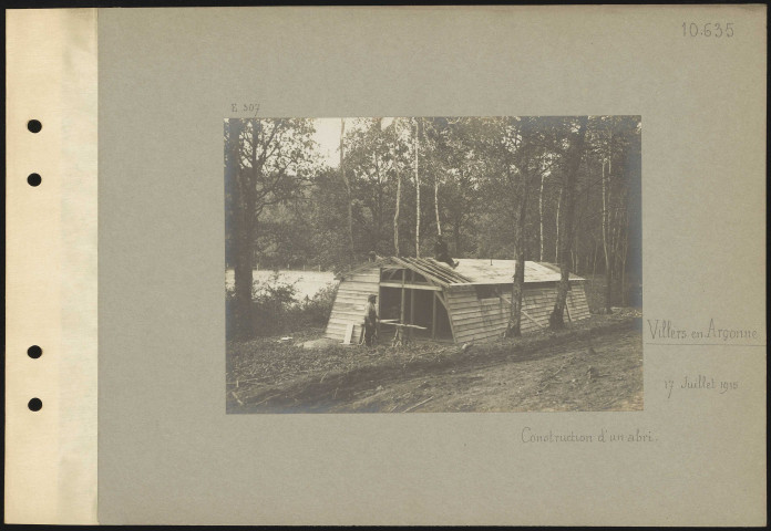 Villers-en-Argonne. Construction d'un abri