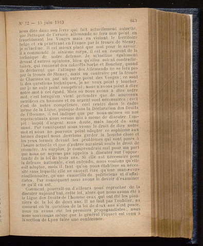 Juin 1913 - Bulletin officiel de la Ligue des Droits de l'Homme